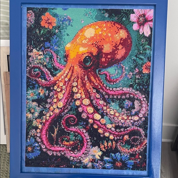 Other - Vibrant Octopus Art in Blue Frame